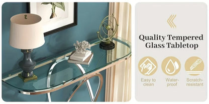 Glass Console Tables for Entryway, Sofa Table