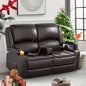 Loveseat Recliner Sofa, Manual Reclining Loveseat with Removable Armrest, Faux Leather Recliner Loveseat for Adults with 2-Tier