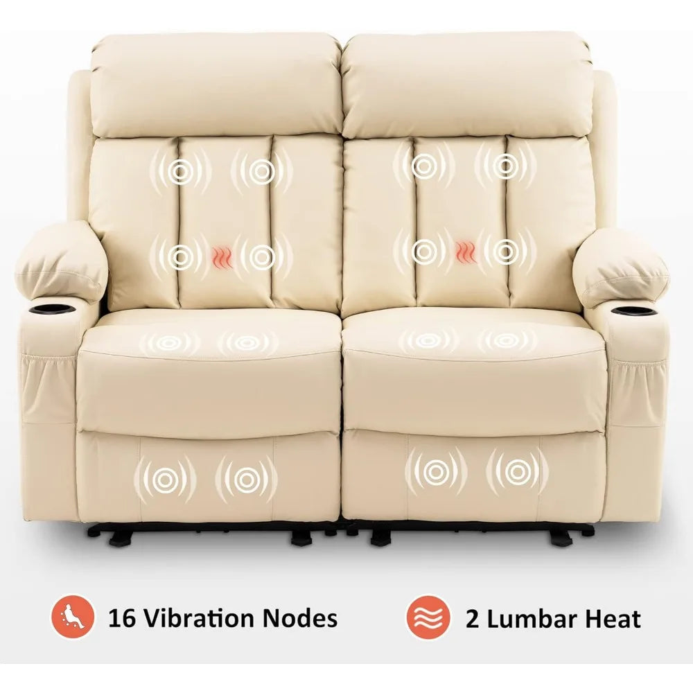 Power Loveseat Recliner, Electric Reclining Loveseat Sofa Heat and Vibration,Cup Holders, USB Charge Port  ( Loveseat Recliner)