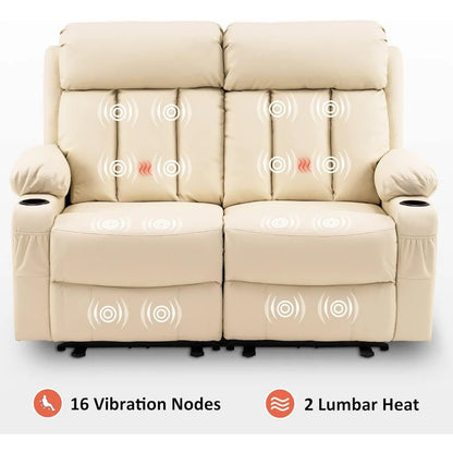 Power Loveseat Recliner, Electric Reclining Loveseat Sofa Heat and Vibration,Cup Holders, USB Charge Port  ( Loveseat Recliner)