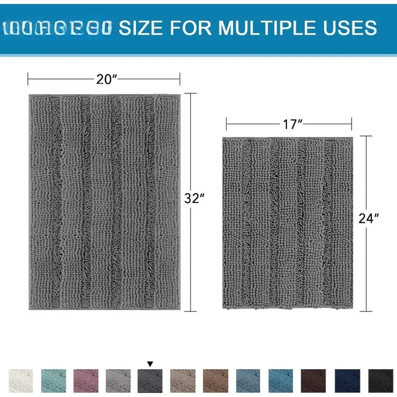 Grey Bathroom Rug Set Bath Mats, 2