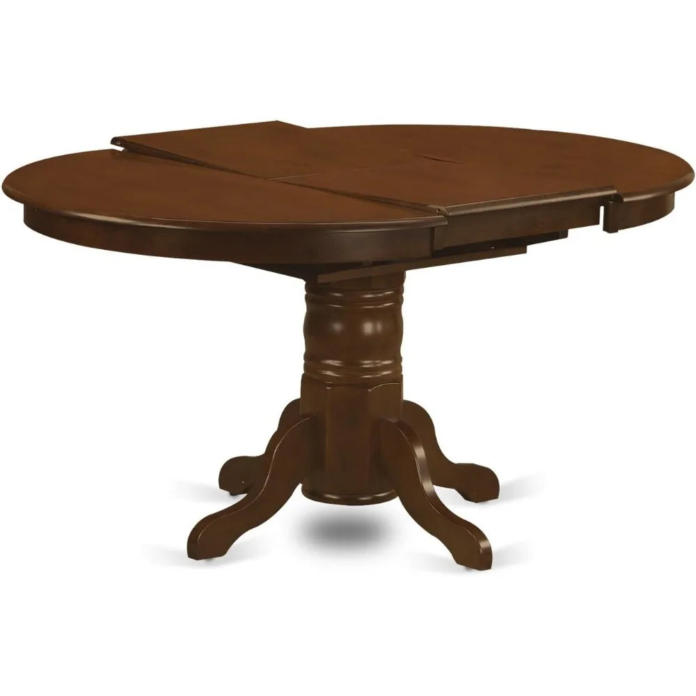 Dining Room Table - An Oval Solid Wood Tabletop with Butterfly Leaf & Pedestal Base, 42x60 Inch, Solid Wood Kitchen Dining Table