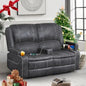 Loveseat Recliner Sofa, Manual Reclining Loveseat with Removable Armrest, Faux Leather Recliner Loveseat for Adults with 2-Tier