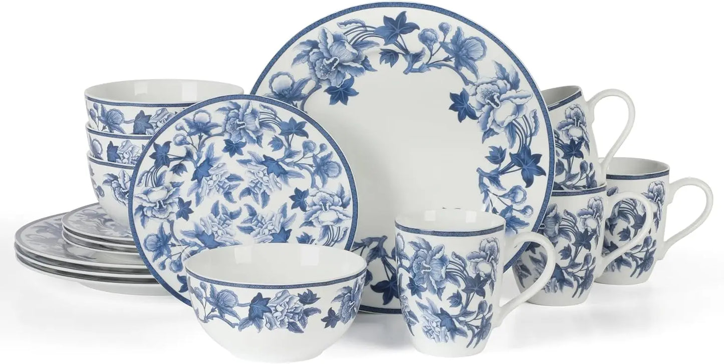 Goodale Vintage Blue Stoneware 16 Piece Dinnerware