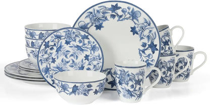 Goodale Vintage Blue Stoneware 16 Piece Dinnerware