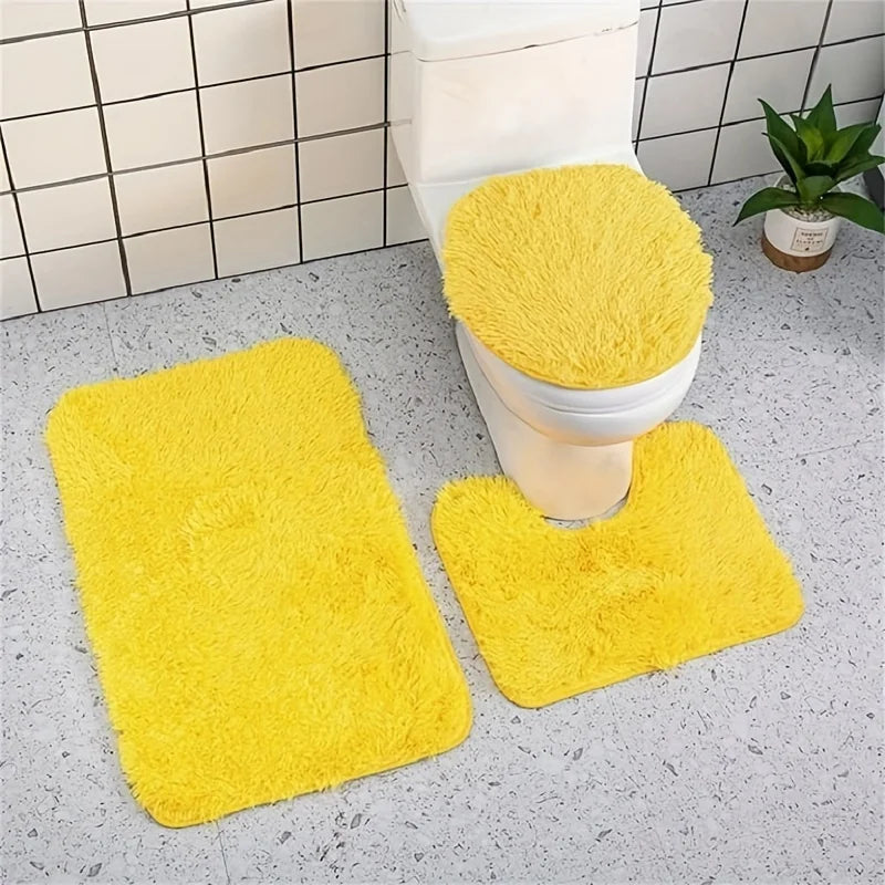 3pcs Soft Bathroom Rugs Set, Water Absorbent