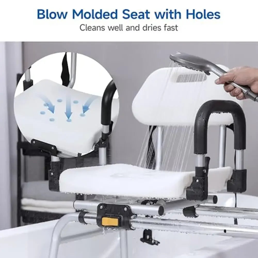 Shower Transfer Bench with Pivoting Armrests Drainage