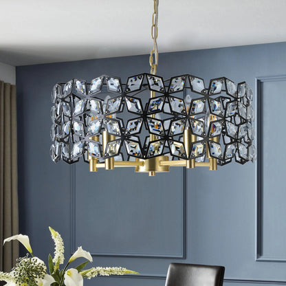 18.9 Inch Black Modern Round Crystal Chandelier