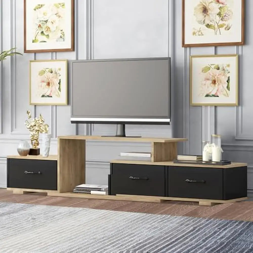 Modern TV Stand with 3 Fabric Drawers