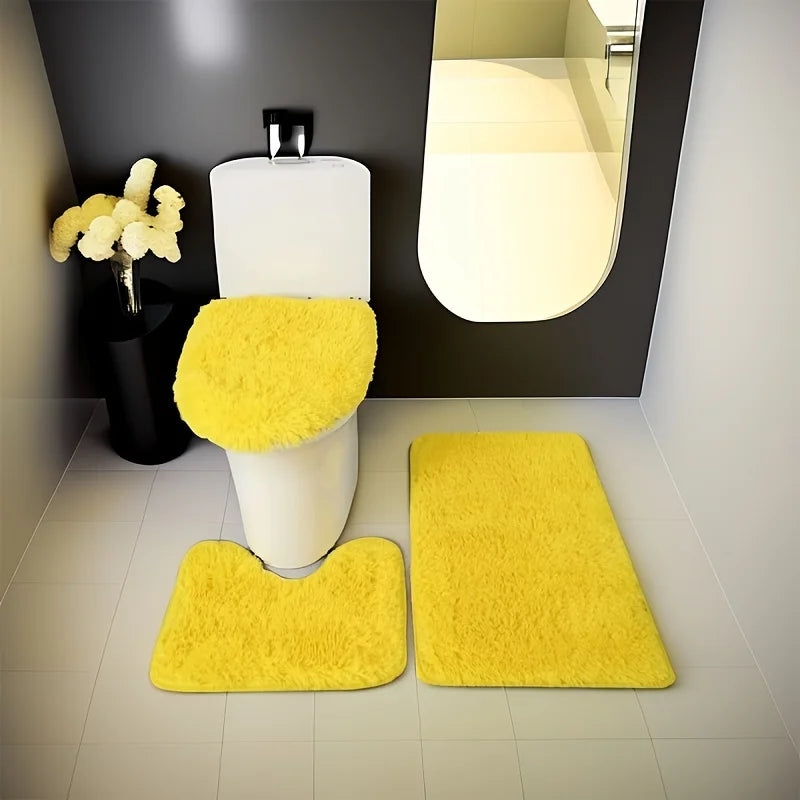 3pcs Soft Bathroom Rugs Set, Water Absorbent