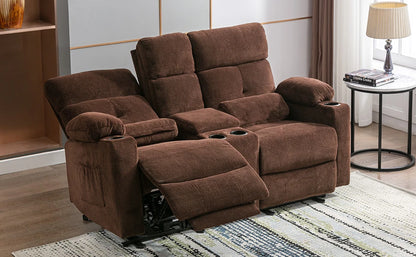 68'' Power Reclining Loveseat with Console, Electric Reclining Loveseat with Heat and Massage, Cup Holders, Lumbar Supports