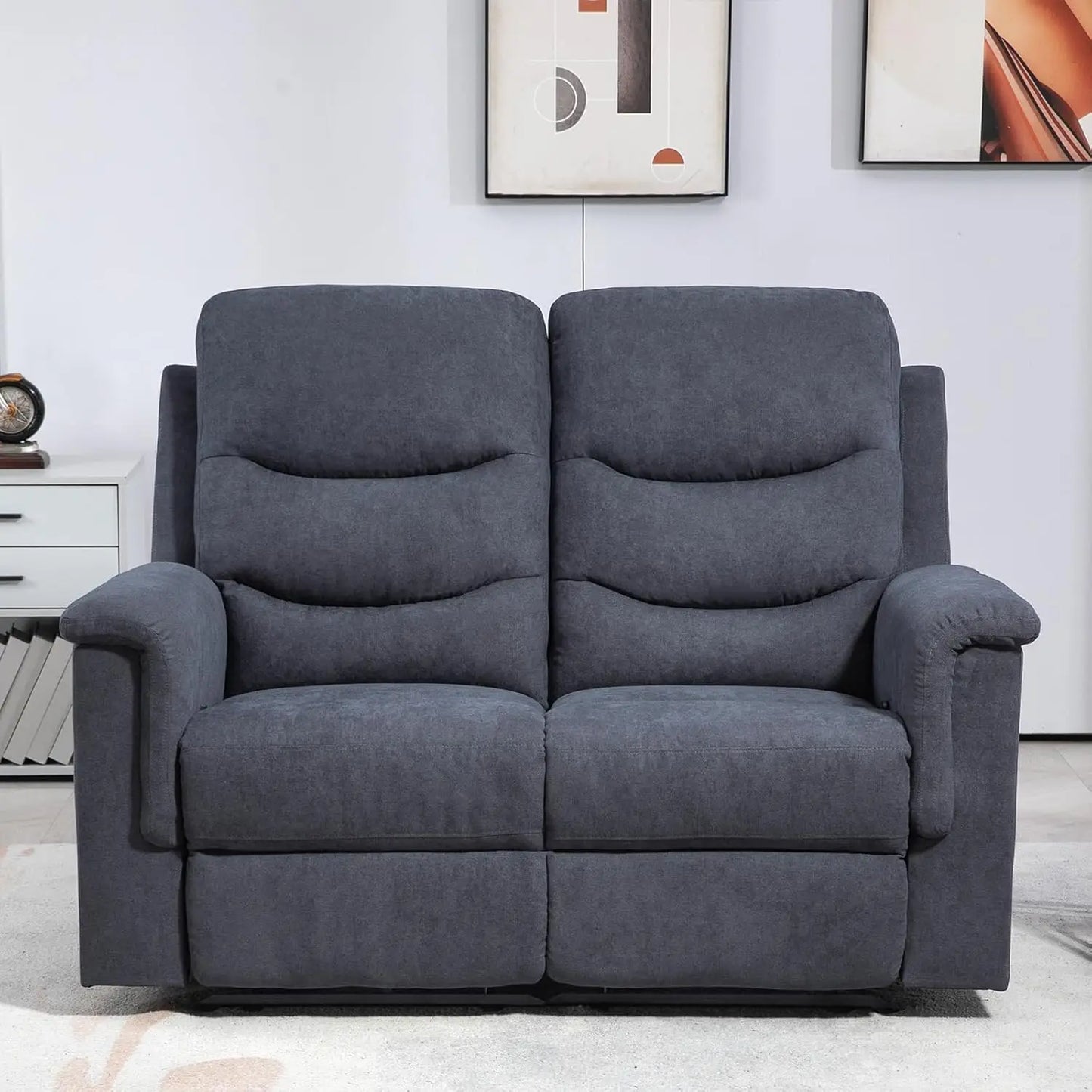 Loveseat Recliner Double Recliner Chair with Adjustable Footrest Wall Hugger Reclining Loveseat Manual Reclining Loveseat Sofa