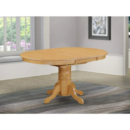 Modern Kitchen Table - an Oval Dining Table Top with Butterfly Leaf & Pedestal Base, 42x60 Inch, Oak