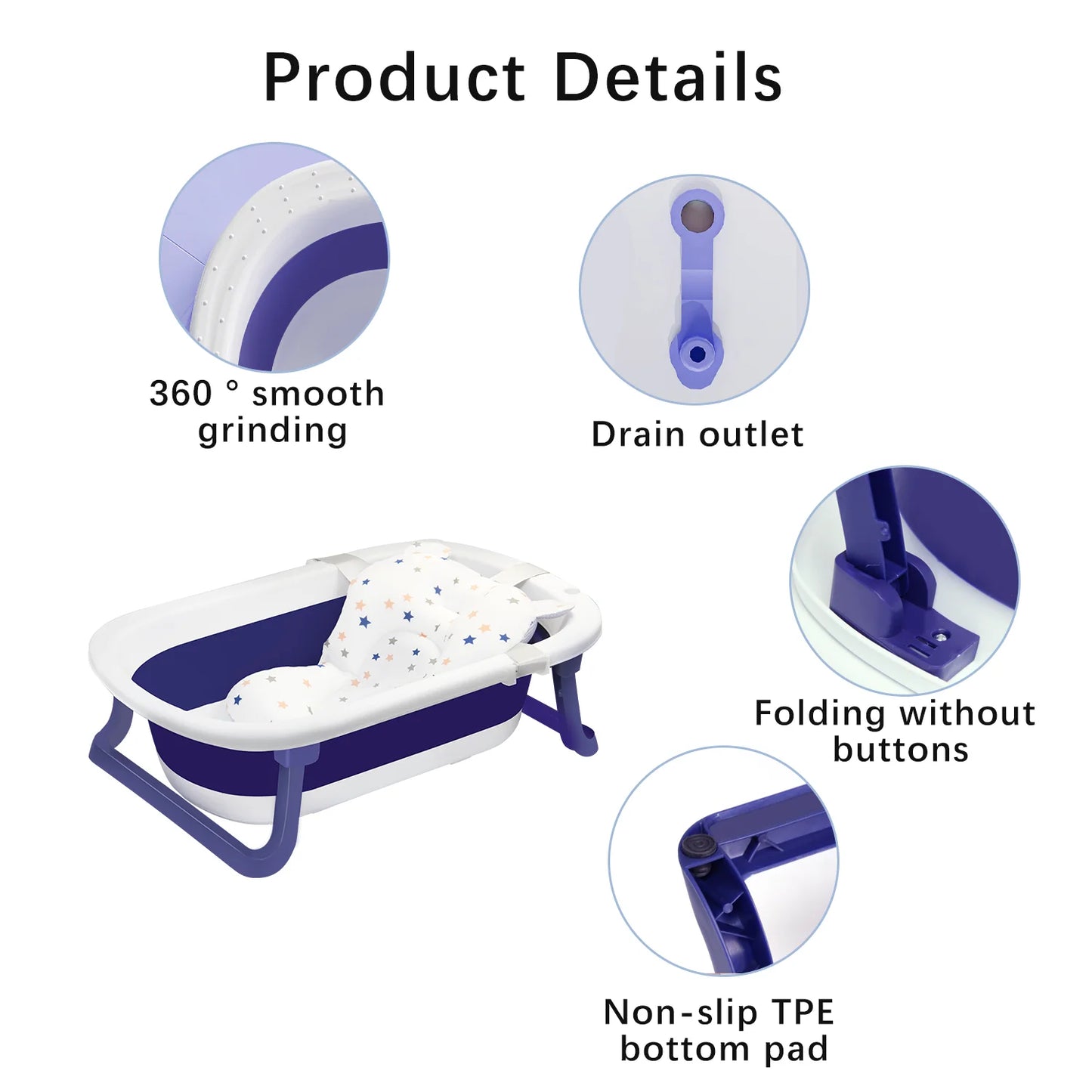 Foldable Baby Bathtub for Infants to Toddlers