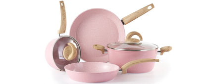 Pink Pots & Pans Set Non Stick