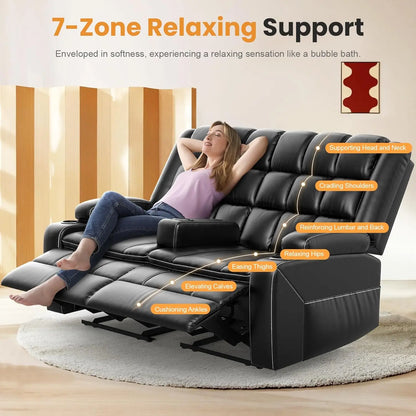 Sofa, Reclining Loveseat with Removable Console, USB Ports & Cup Holders, RV Wall Hugger Double Recliner Couch, 2 Layer Cushion