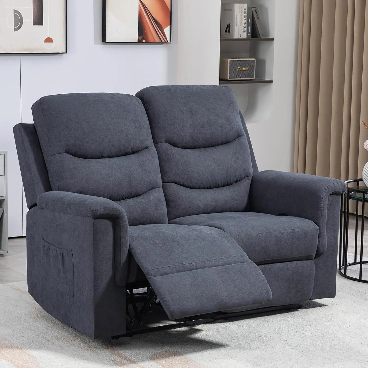 Loveseat Recliner Double Recliner Chair with Adjustable Footrest Wall Hugger Reclining Loveseat Manual Reclining Loveseat Sofa