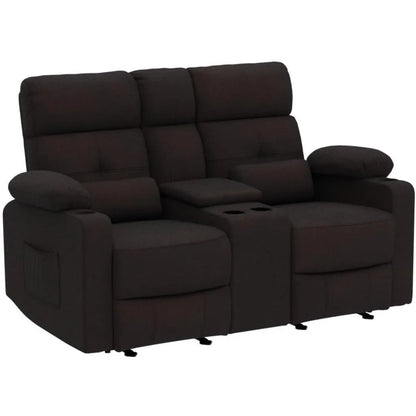 68'' Power Reclining Loveseat with Console, Electric Reclining Loveseat with Heat and Massage, Cup Holders, Lumbar Supports