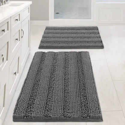 Grey Bathroom Rug Set Bath Mats, 2