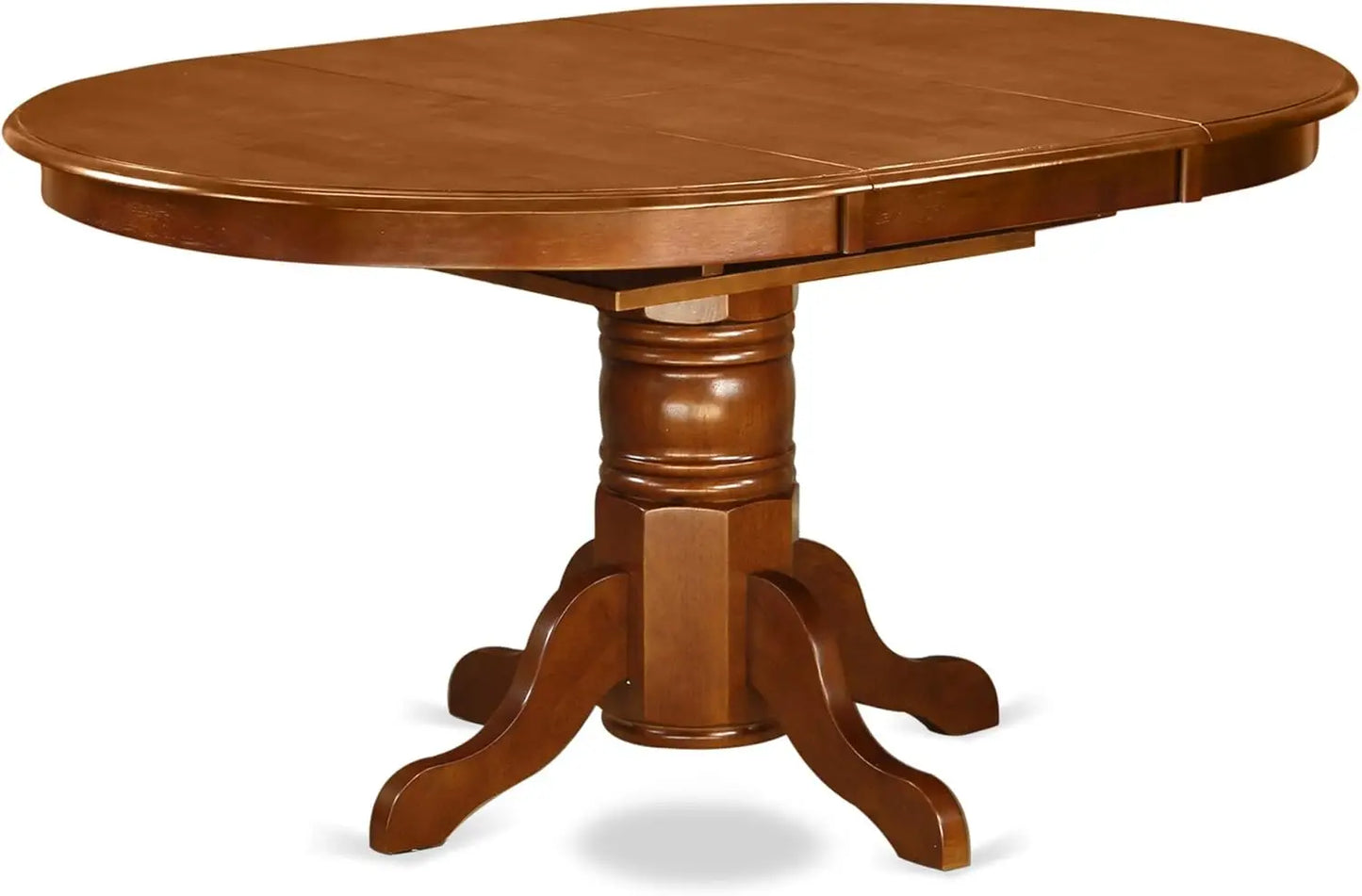 Modern Kitchen Table - an Oval Dining Table Top with Butterfly Leaf & Pedestal Base, 42x60 Inch, Oak