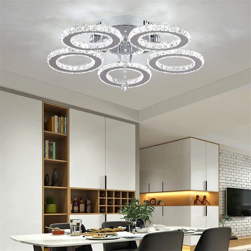 Modern K9 Crystal Ring Indoor Ceiling Lamp