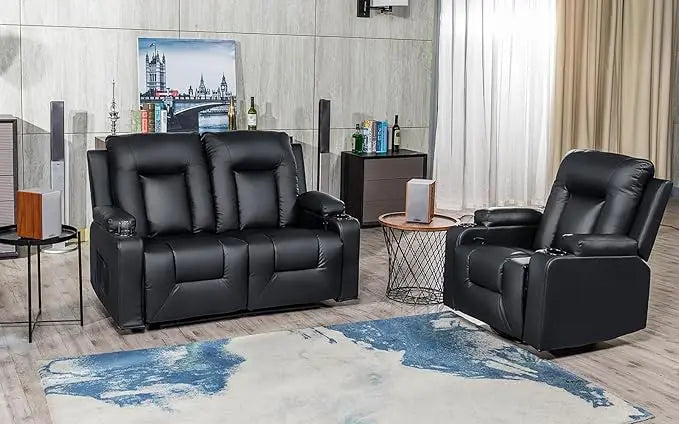 Leather Recliner Modern Loveseat Sofa, 2 Leather Recliner Chair,Modern Small Sofa Couch,2 Seater PU Loveseat