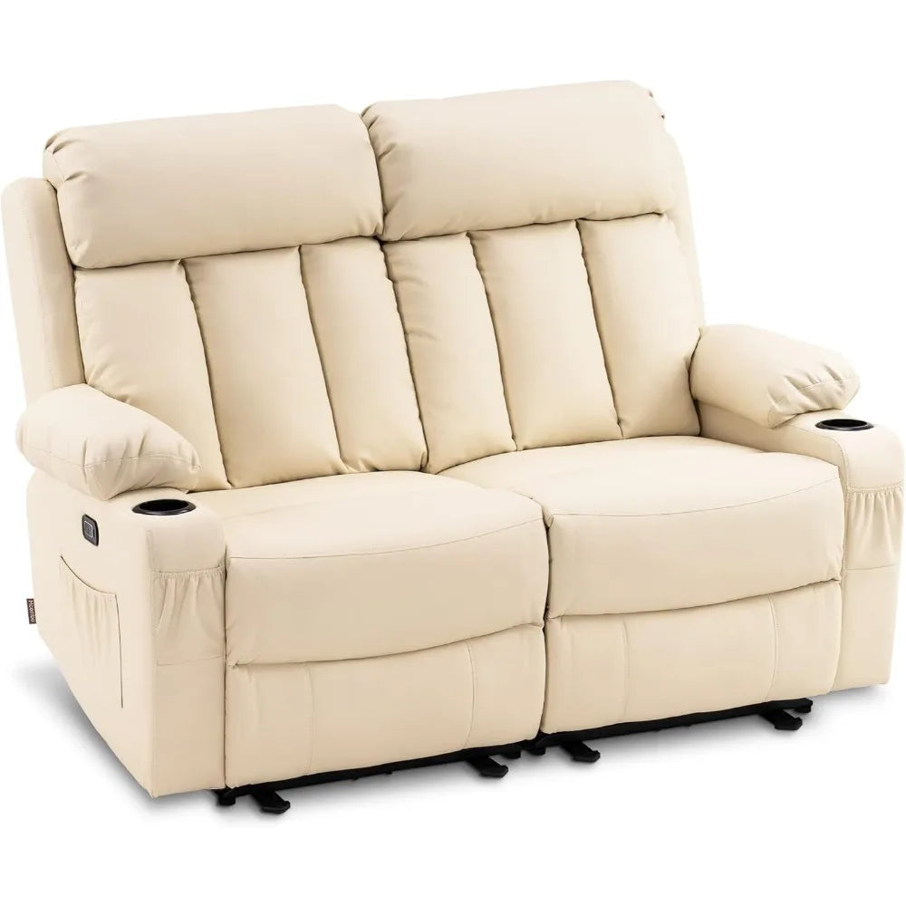 Power Loveseat Recliner, Electric Reclining Loveseat Sofa Heat and Vibration,Cup Holders, USB Charge Port  ( Loveseat Recliner)