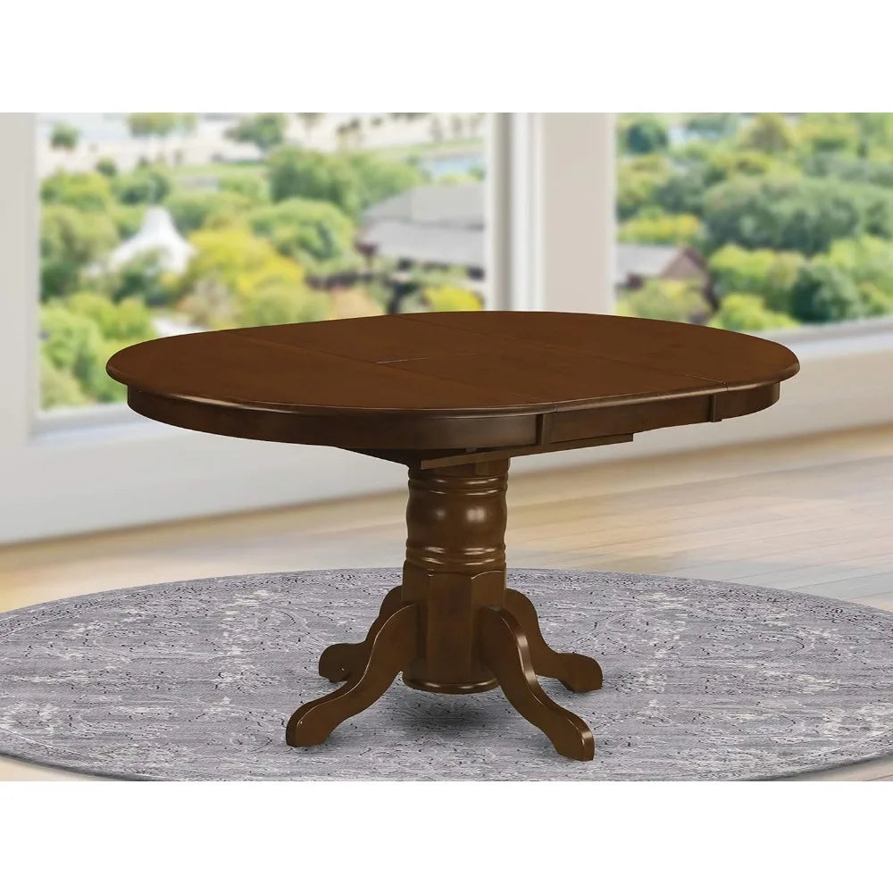 Dining Room Table - An Oval Solid Wood Tabletop with Butterfly Leaf & Pedestal Base, 42x60 Inch, Solid Wood Kitchen Dining Table