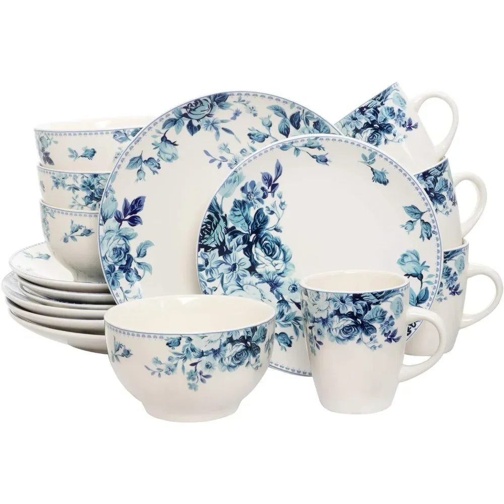 Plate Sets Traditional Blue And White 16 Piece