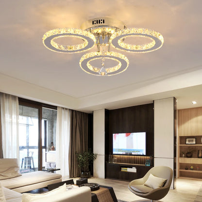 Modern K9 Crystal Led Rings Ceiling Lamp