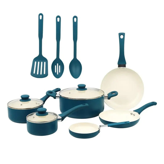 12-Piece Corsair Blue Nonstick Aluminum Cookware Set