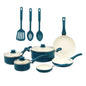 12-Piece Corsair Blue Nonstick Aluminum Cookware Set