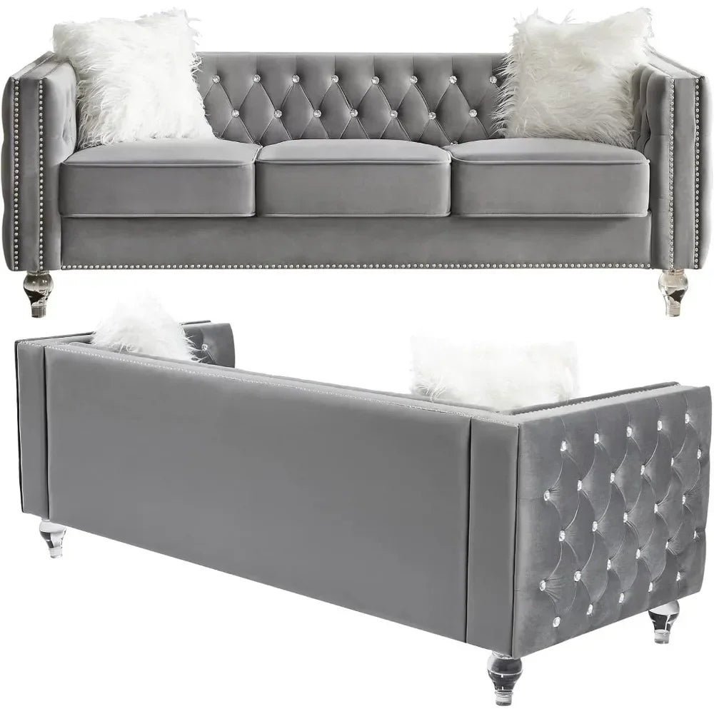 Velvet Loveseat Sofa Couch Set