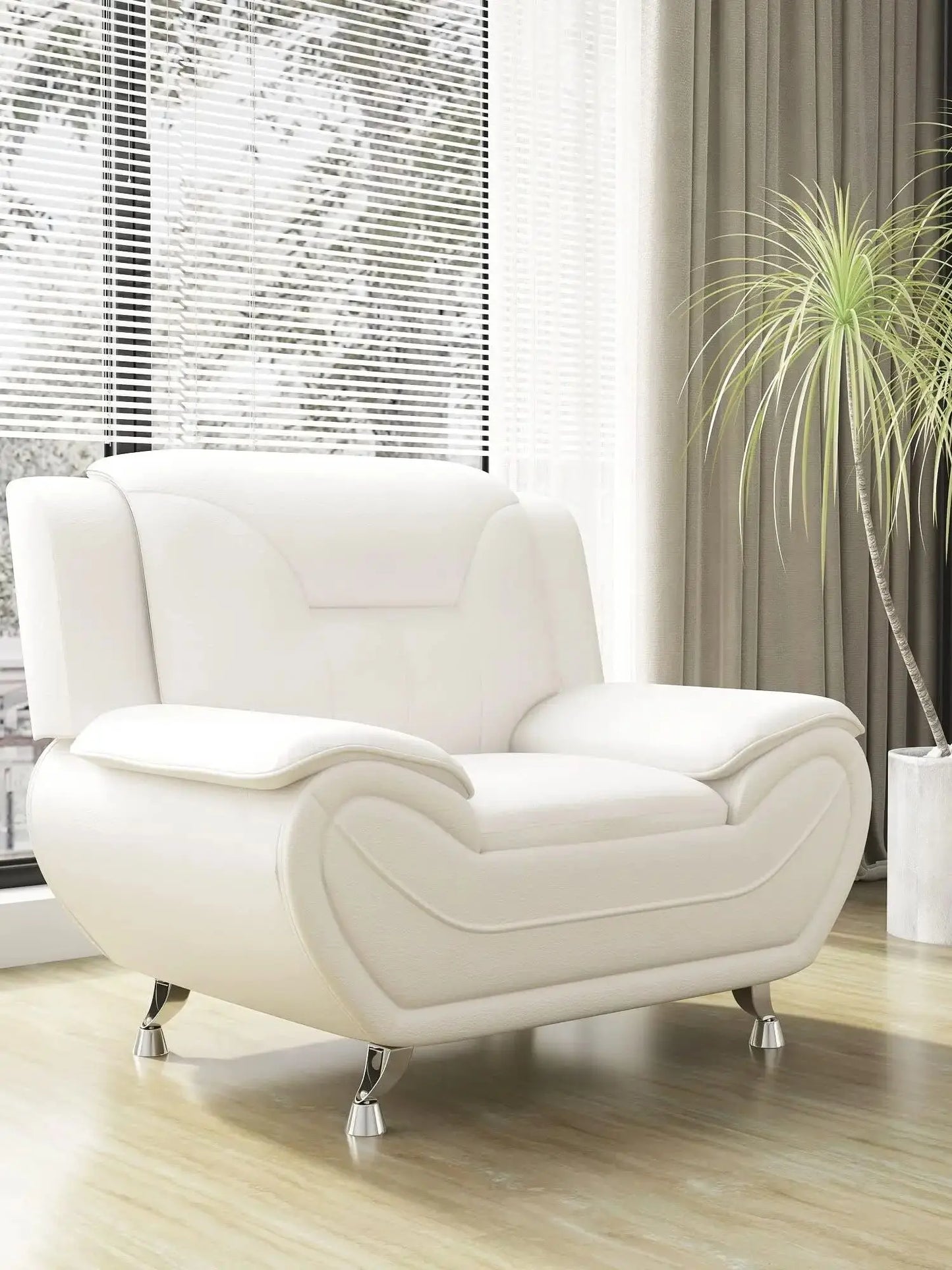 Modern Compact 1-Seat Sofa in White