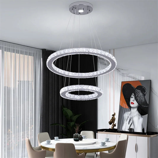 Modern K9 Crystal Ring Chandelier Luminaire