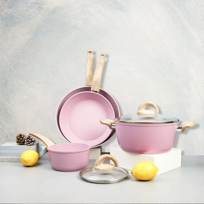 Pink Pots & Pans Set Non Stick