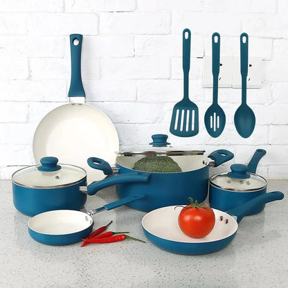 12-Piece Corsair Blue Nonstick Aluminum Cookware Set