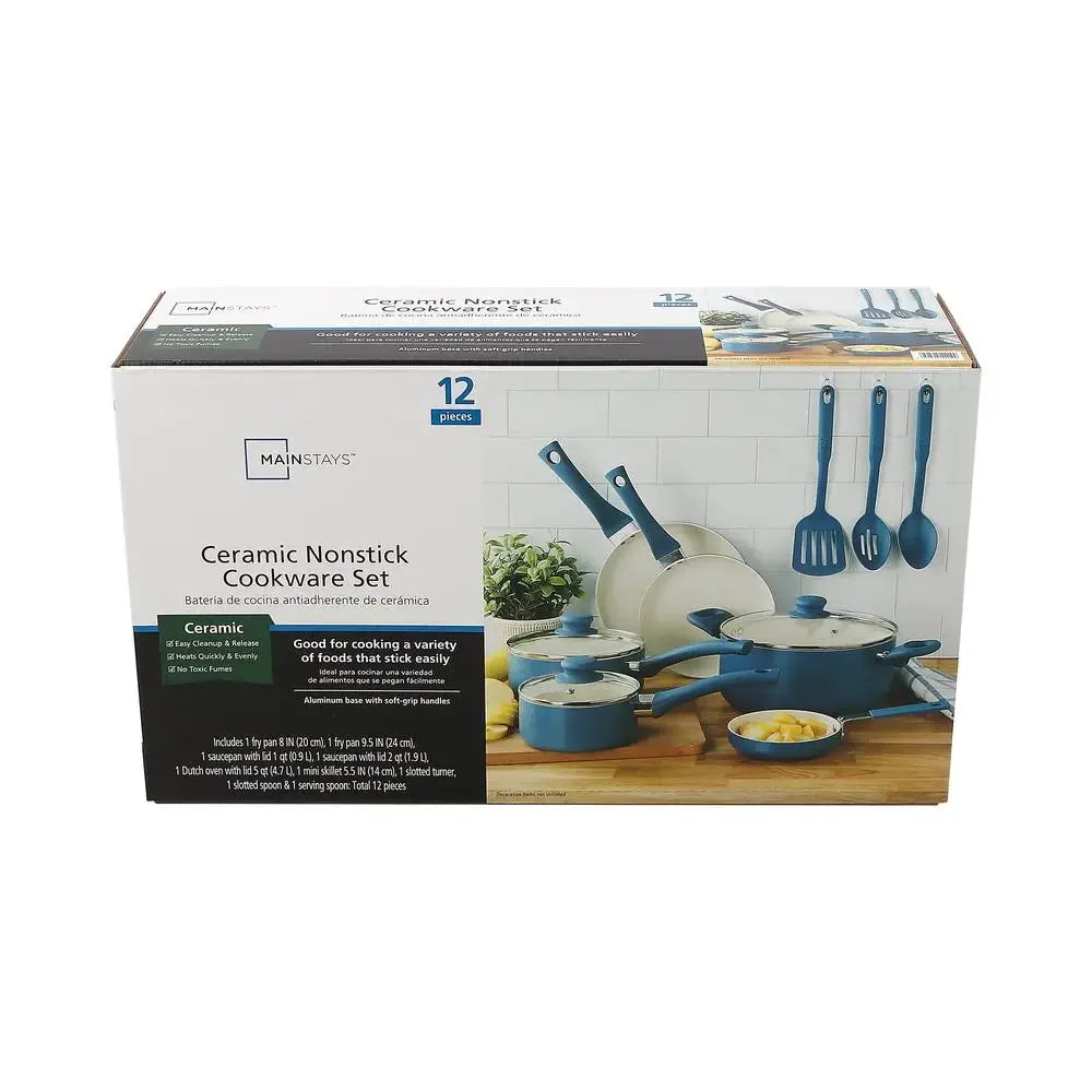 12-Piece Corsair Blue Nonstick Aluminum Cookware Set