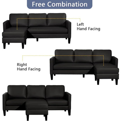 Convertible Sectional Sofa Couch, Faux Leather