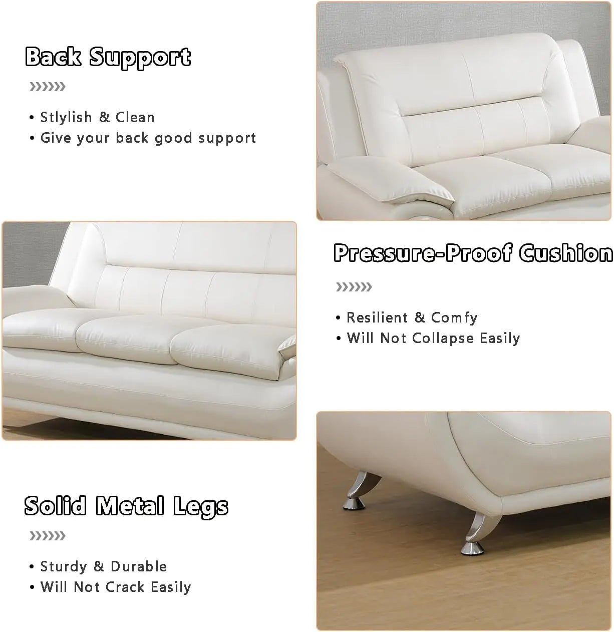 Modern Compact 1-Seat Sofa in White