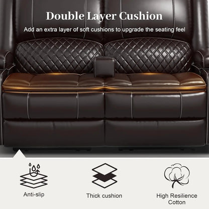 Loveseat Recliner Sofa, Manual Reclining Loveseat with Removable Armrest, Faux Leather Recliner Loveseat for Adults with 2-Tier