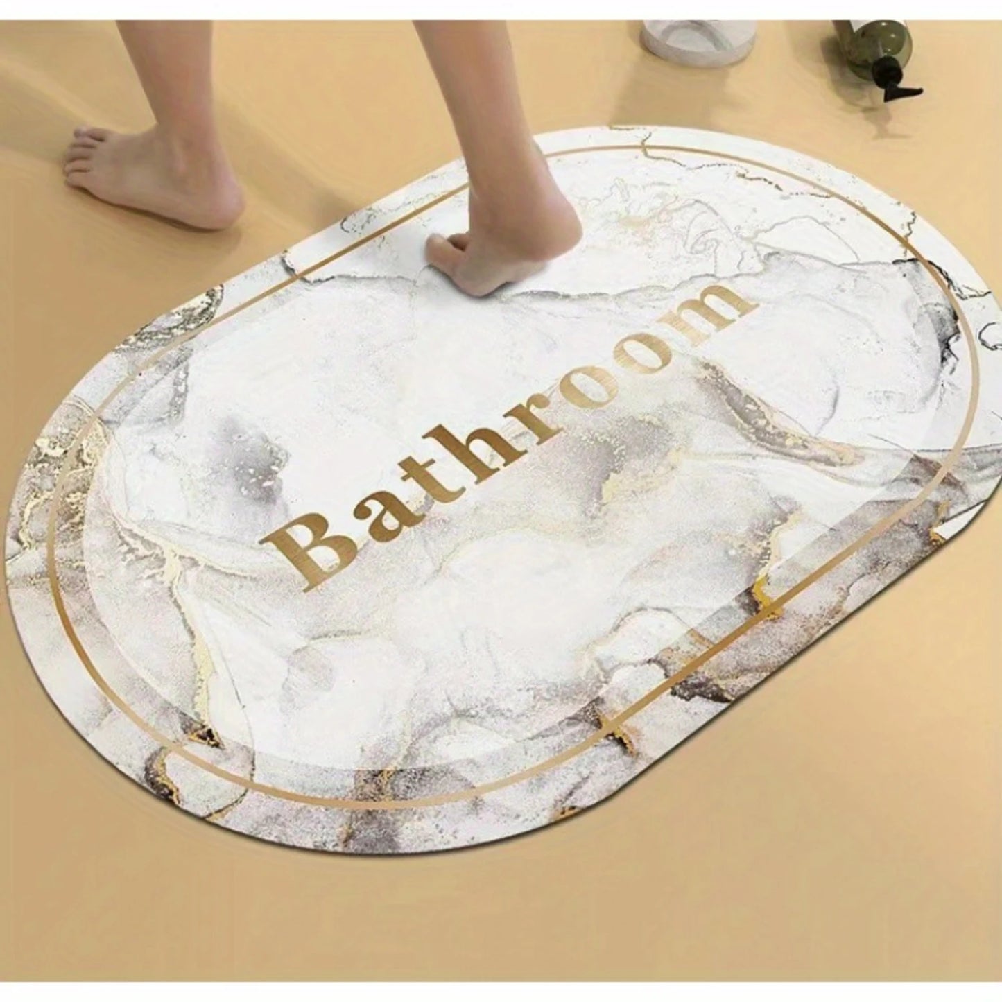 Luxurious Absorbent Bath Mat | Oval Non-Slip Quick-Dry