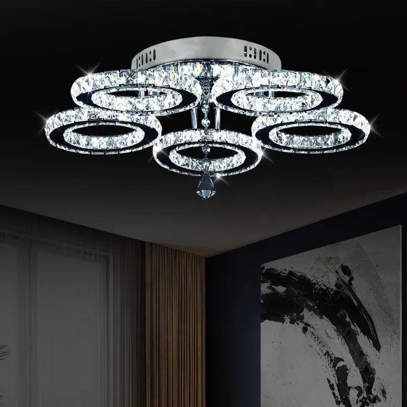 Modern K9 Crystal Led Rings Ceiling Lamp