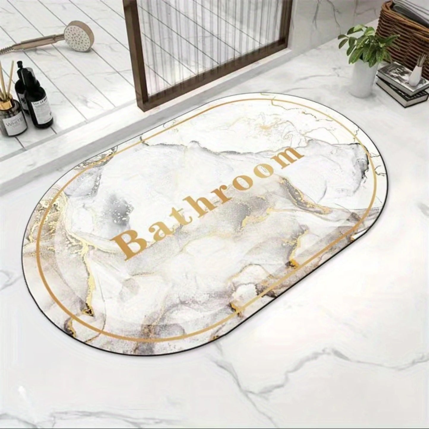 Luxurious Absorbent Bath Mat | Oval Non-Slip Quick-Dry