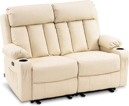 Power Loveseat Recliner, Electric Reclining Loveseat Sofa Heat and Vibration,Cup Holders, USB Charge Port  ( Loveseat Recliner)