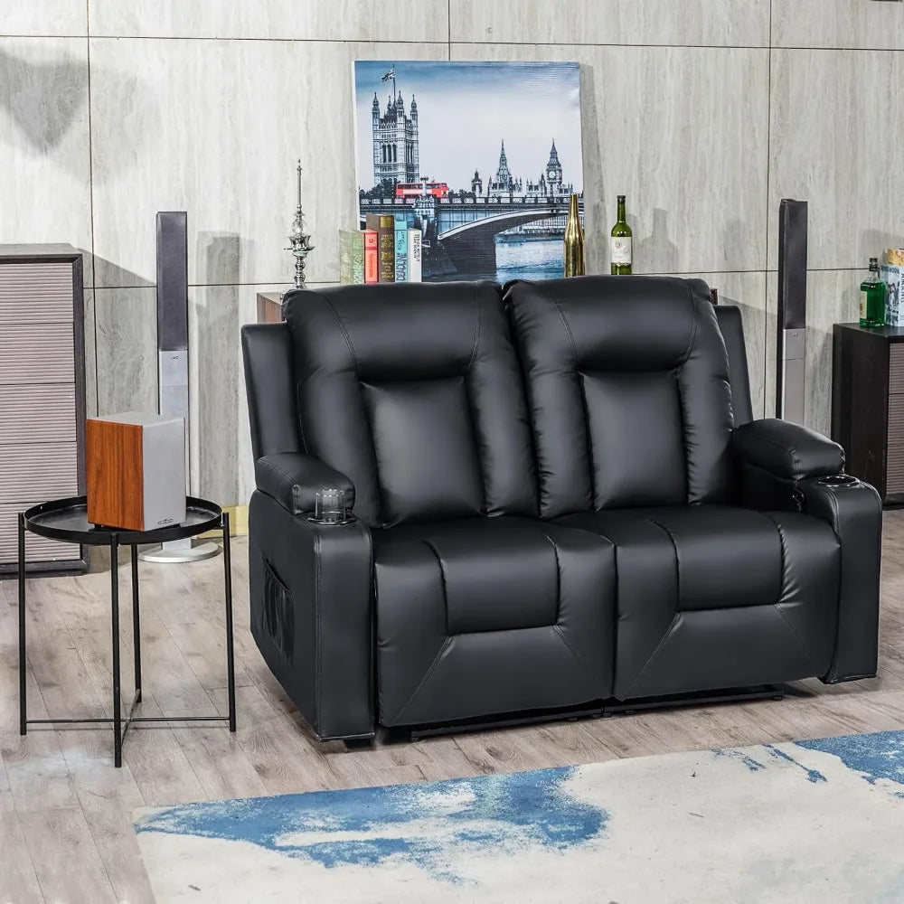 Leather Recliner Modern Loveseat Sofa, 2 Leather Recliner Chair,Modern Small Sofa Couch,2 Seater PU Loveseat