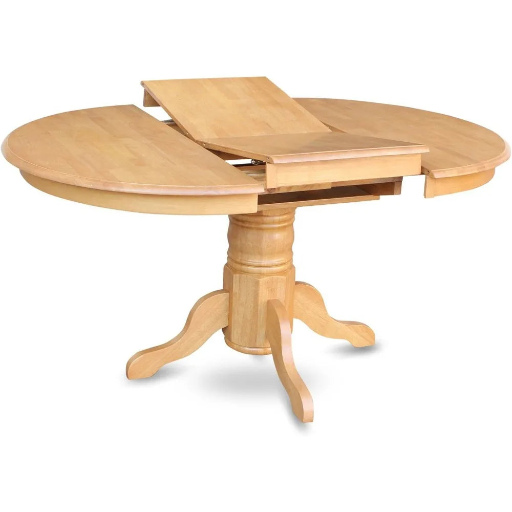 Modern Kitchen Table - an Oval Dining Table Top with Butterfly Leaf & Pedestal Base, 42x60 Inch, Oak