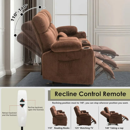 68'' Power Reclining Loveseat with Console, Electric Reclining Loveseat with Heat and Massage, Cup Holders, Lumbar Supports