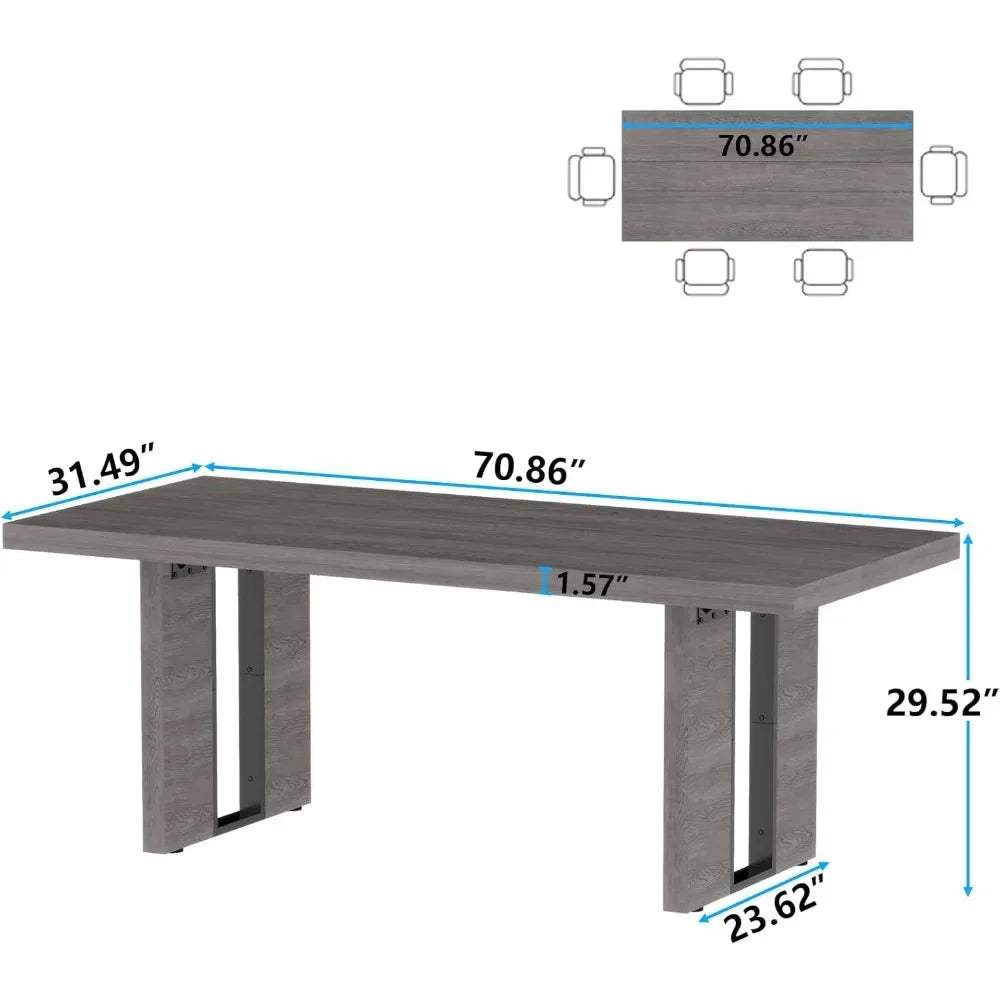 70.8 Inch Dining Table, Rustic Farmhouse Kitchen