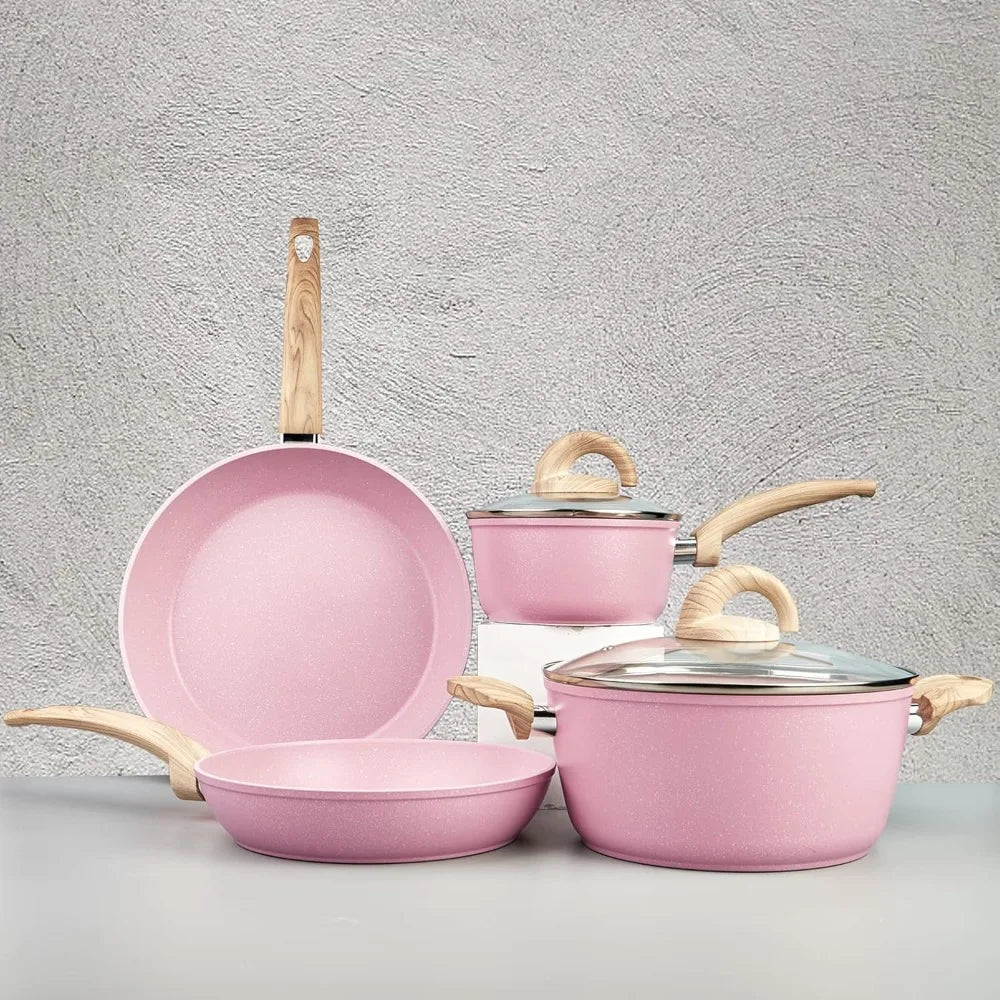 Pink Pots & Pans Set Non Stick